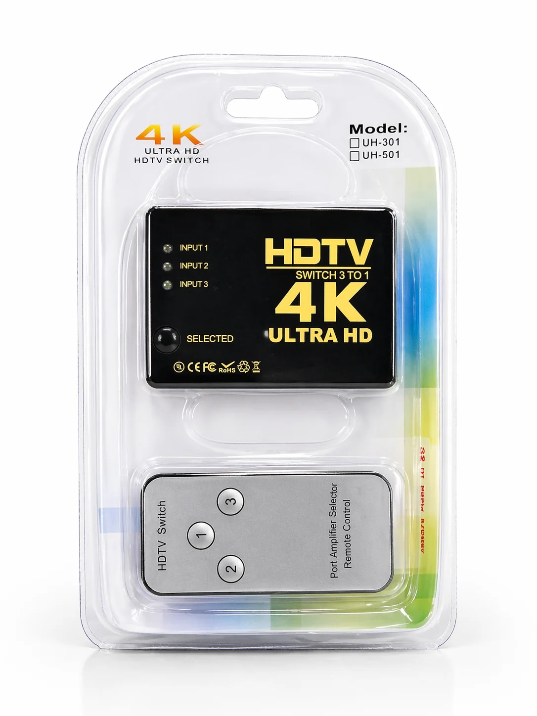 4K Ultra HD 3-Port HDMI Switch (3 Input 1 Output, Remote Control)