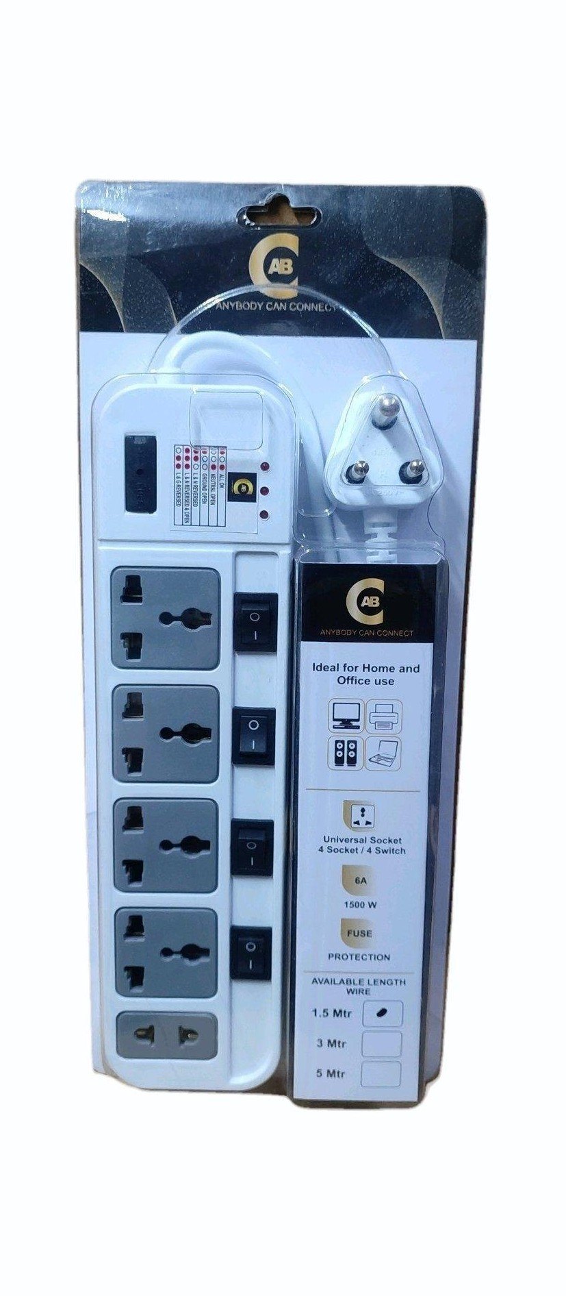 ABC 5 Meter Spike Guard Extension Board (Individual Switches, Surge Protection) (SP327)