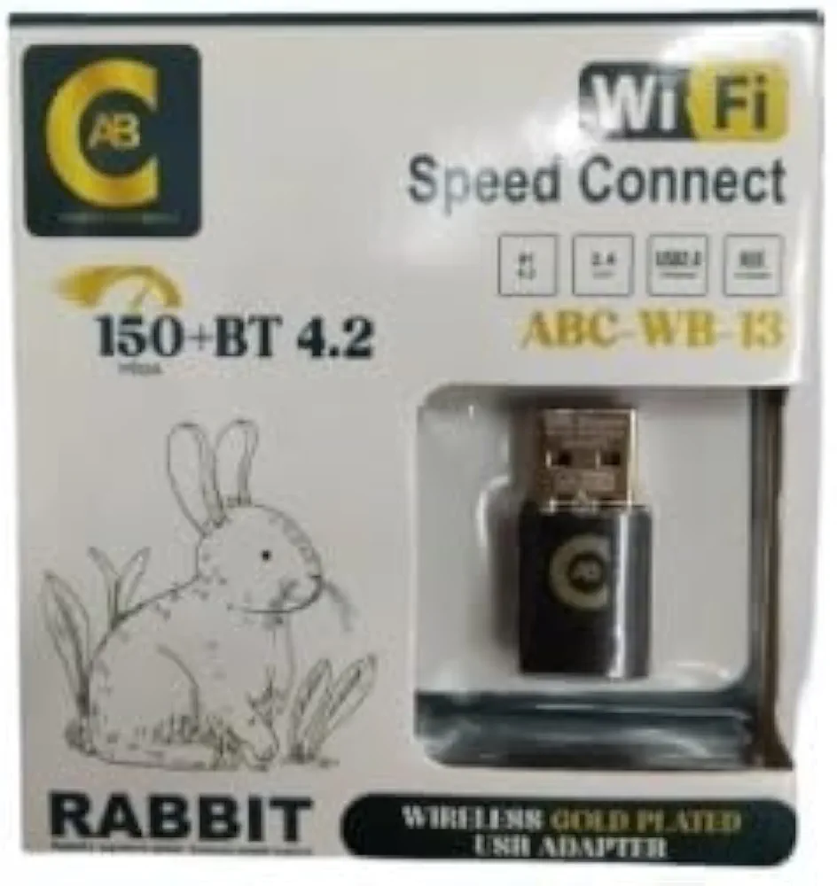 ABC Rabbit 150Mbps USB 2.0 Wireless WiFi Adapter with Bluetooth v4.2 Nano Receiver (ABC-WB-13)