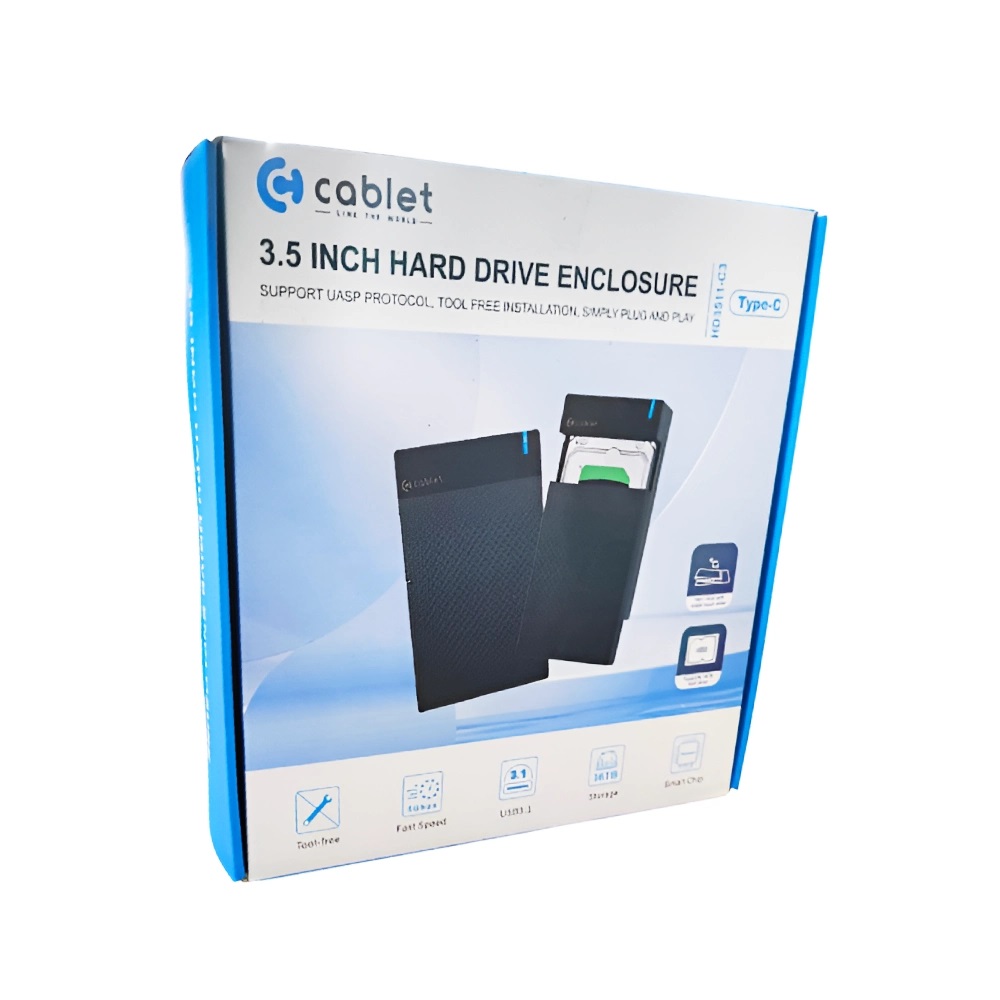 Cablet 3.5-Inch SATA Hard Drive Enclosure (USB 3.1, Type-C, UASP, Tool-Free, Up to 16TB) (HD3511-C3)