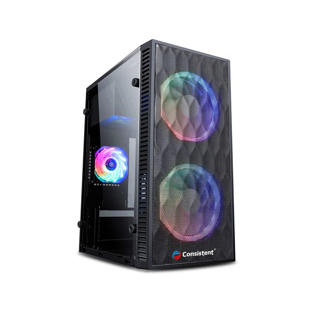Consistent YODHA Mini Tower Computer Cabinet (M-ATX/ITX, Acrylic Side Panel, 120mm RGB Fan, USB 2.0 x2) (CEG1008)