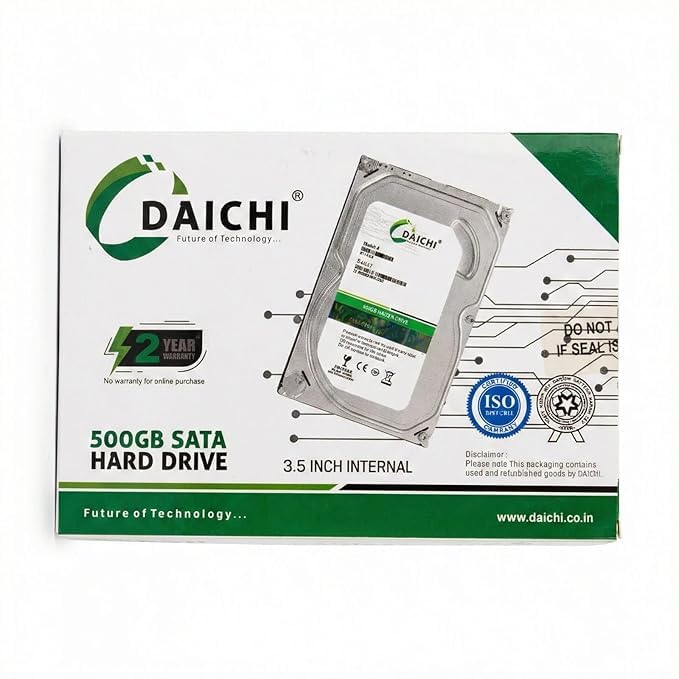 DAICHI 500GB Surveillance Hard Disk Drive (SATA, 3.5 Inch, CCTV DVR/NVR)