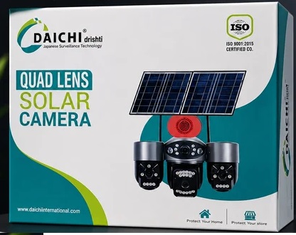 DAICHI Quad Lens Solar PTZ Wireless CCTV Camera (Dual Light, Two-Way Audio, AI Motion Detection, Built-in Battery)
