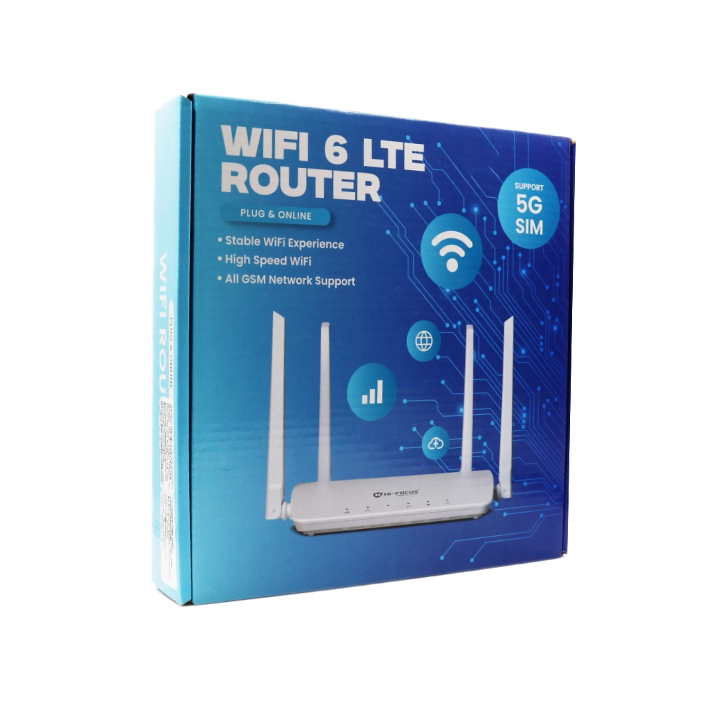 HI FOCUS WiFi 6 LTE CPE Router (5G SIM Support, 4G LTE, 4 External Antennas) (HF-R1004T-4G-W6)