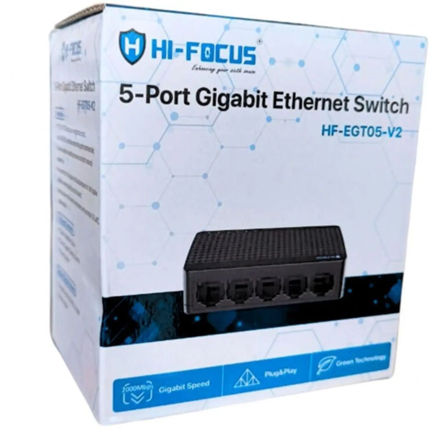 HI-FOCUS 5-Port Gigabit Ethernet Switch (Plug & Play, Green Technology) (HF-EGT05-V2)