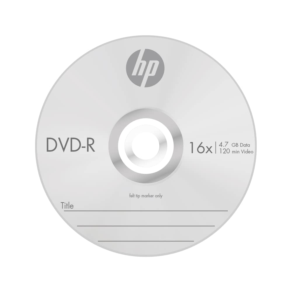 HP DVD-R 4.7GB 16X Blank Recordable DVD Disc (120 Min Video)