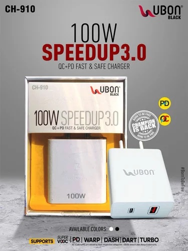 UBON SpeedUp 3.0 100W QC + PD Fast Wall Charger (USB-A + USB-C) (CH-910)