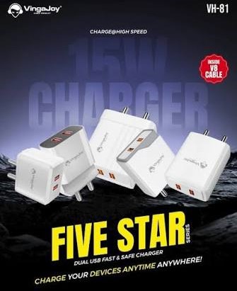 VingaJoy Five Star Series 15W Dual USB Mobile Charger with V8 Cable (VH-81)