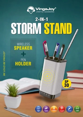 VingaJoy Storm Stand 2-in-1 Wireless Speaker with Pen Holder (Bluetooth v5.0, 5W Output, 500mAh Battery) (SP-30)