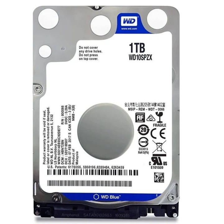 Western Digital WD Blue 1TB 2.5 Inch SATA 6Gb/s Internal Hard Disk Drive (WD10SPZX-60Z10T0)