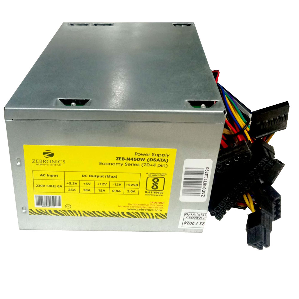Zebronics Economy Series 450W ATX Power Supply (20+4 Pin, SATA) (ZEB-N450W DSATA)