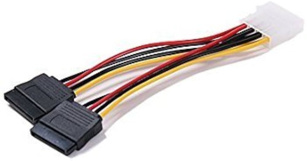 Molex to Dual SATA Power Cable Adapter (4-Pin Molex to 2x SATA Power Splitter)